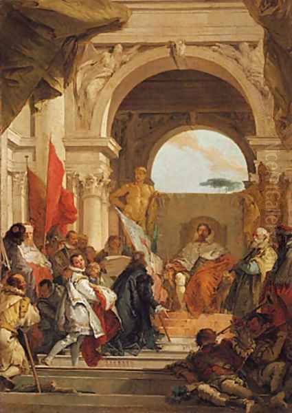 The Investiture of Bishop Harold as Duke of Franconia sketch ca 1751 Oil Painting by Giovanni Battista Tiepolo