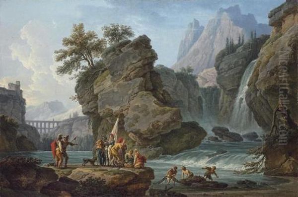 La Cascade Oil Painting by Claude-joseph Vernet