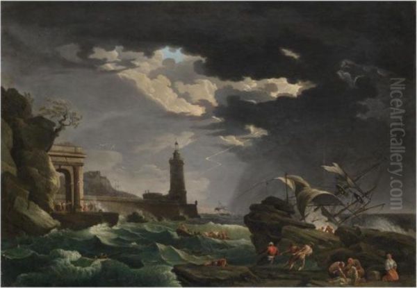 A Shipwreck Scene Oil Painting by Claude-joseph Vernet