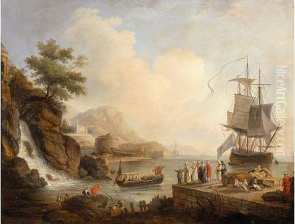 Animation Au Port Oil Painting by Claude-joseph Vernet