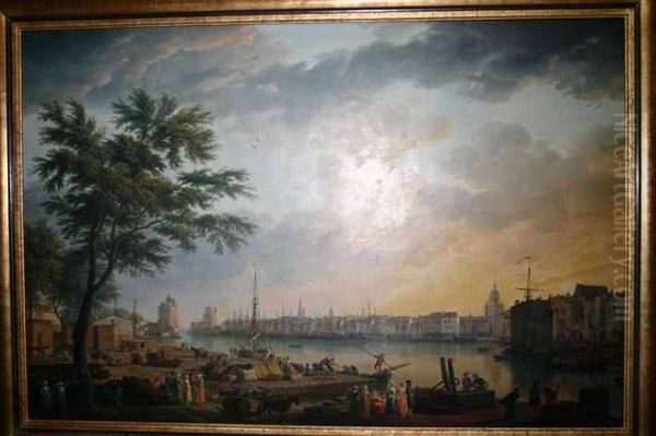 D'apres. Le Port De La Rochelle Oil Painting by Claude-joseph Vernet