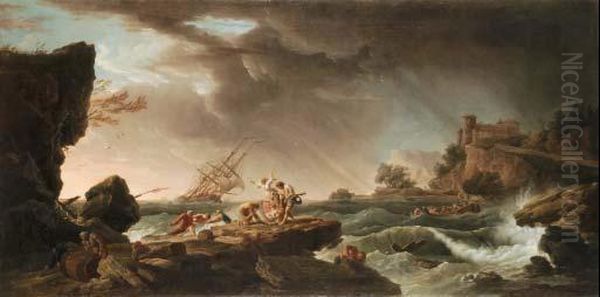 Scena Di Naufragio Oil Painting by Claude-joseph Vernet