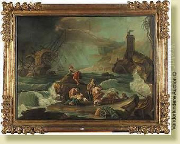 Les Naufrages Oil Painting by Claude-joseph Vernet