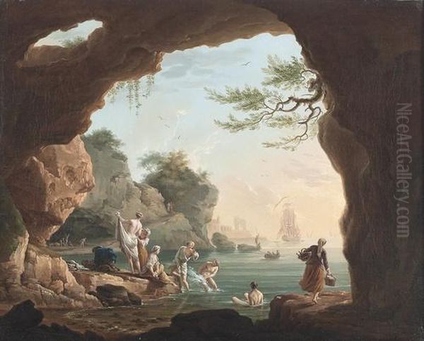 Les Baigneuses. Oil Painting by Claude-joseph Vernet