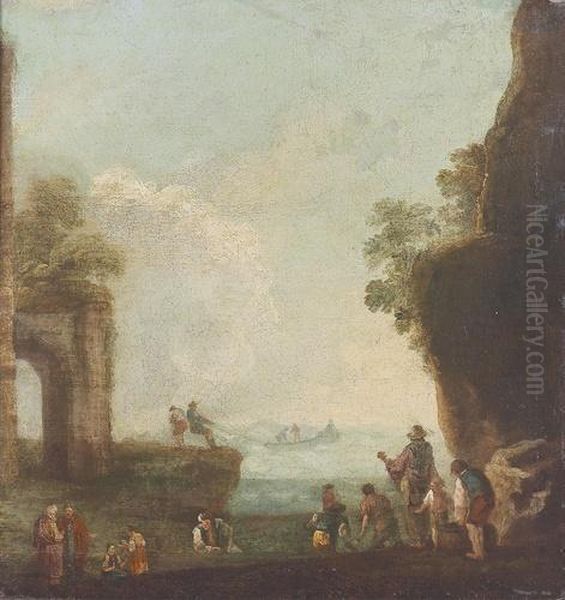 Kustenpartie Mit Staffage. Oil Painting by Claude-joseph Vernet