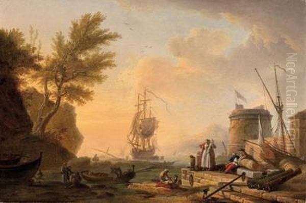 Mediterrane Hafenszene Oil Painting by Claude-joseph Vernet