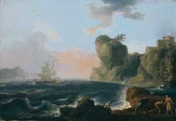 Kustenlandschaft.

 Signiert Und Datiert Unten Mitte: J. Vernet P. 1779.

 Ol Auf Leinwand Oil Painting by Claude-joseph Vernet