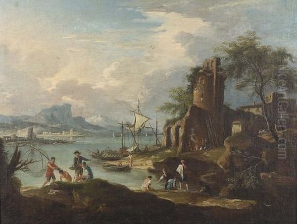 Umkreis
Sudliche Kustenlandschaft Mit Ruinen. Oil Painting by Claude-joseph Vernet