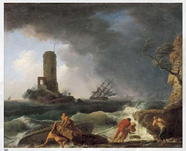 L'ecueil Dangereux Oil Painting by Claude-joseph Vernet