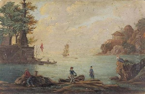 In Der Art
Abendliche Hafenpartie Mit Fischern. Oil Painting by Claude-joseph Vernet