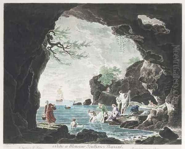 Baigneuses Dans Une Grotte Oil Painting by Claude-joseph Vernet