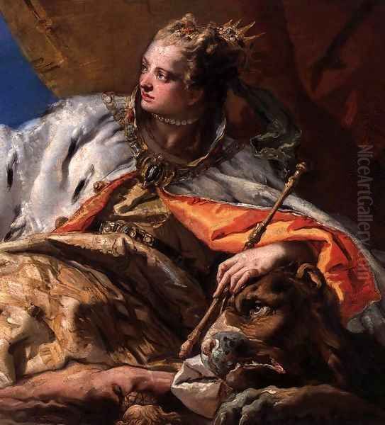 Neptune Offering Gifts to Venice (detail) 2 Oil Painting by Giovanni Battista Tiepolo