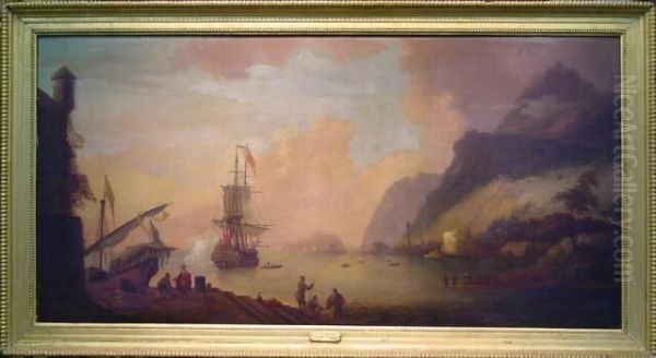 Meditterranean Port Oil Painting by Claude-joseph Vernet