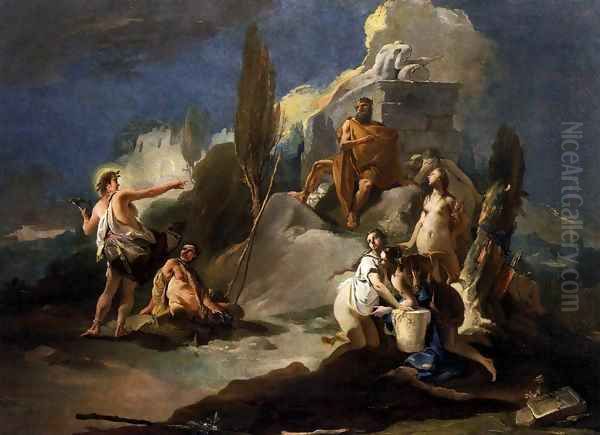 Apollo and Marsyas 2 Oil Painting by Giovanni Battista Tiepolo