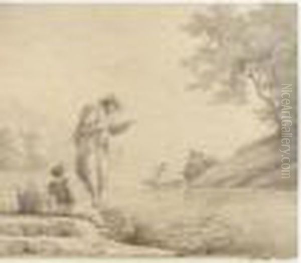 Pecheurs Au Bord De L'eau Oil Painting by Claude-joseph Vernet