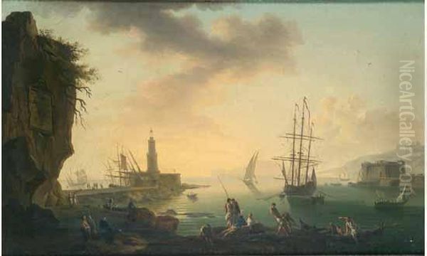 La Remontee Des Filets Oil Painting by Claude-joseph Vernet