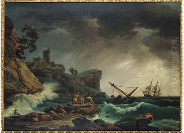 Tempete Sur Une Cote Rocheuse Oil Painting by Claude-joseph Vernet