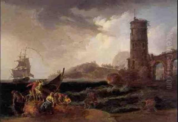 Marine Scene With Approaching Storm Oil Painting by Claude-joseph Vernet