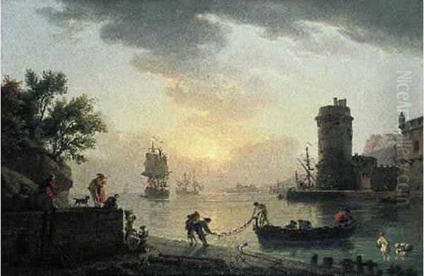 Le Retour Des Pecheurs En Fin D'apres-midi Oil Painting by Claude-joseph Vernet