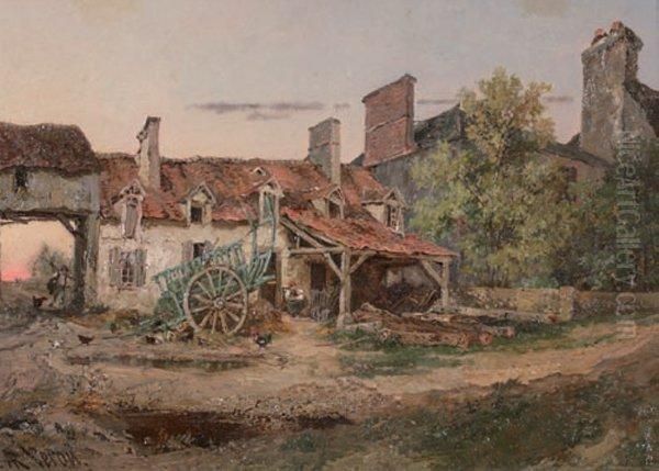 Cour De Ferme Aux Environs D'osny Oil Painting by Alexandre Rene Veron