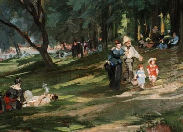 Picknick Unter Baumen Am Fluss Oil Painting by Alexandre Rene Veron