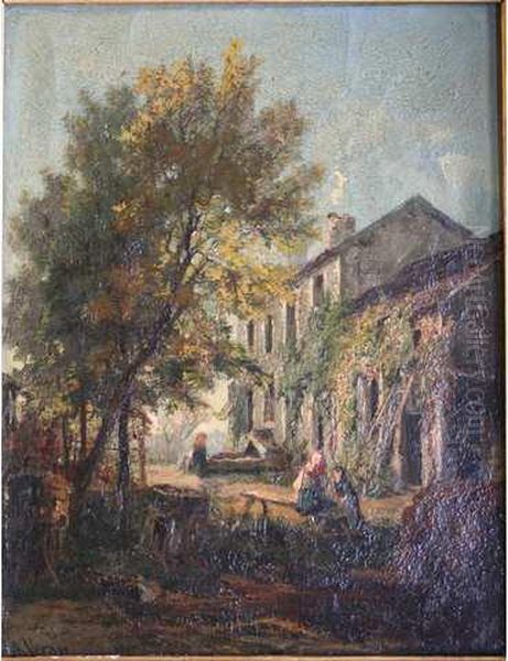 Cour De Ferme Oil Painting by Alexandre Rene Veron