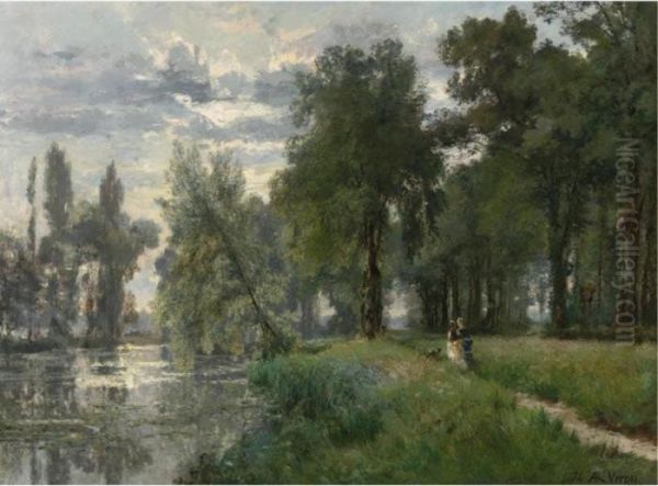 Walking By The River Oil Painting by Alexandre Rene Veron