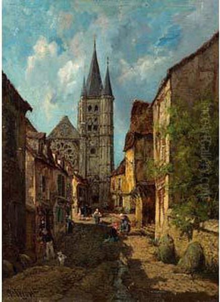 Scene De Village Oil Painting by Alexandre Rene Veron