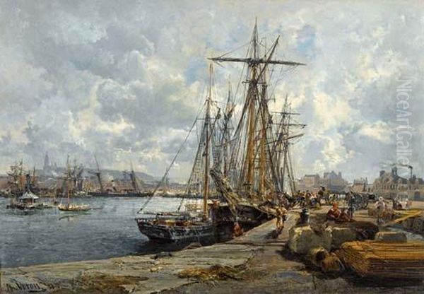 Hafen. 1874. Oil Painting by Alexandre Rene Veron