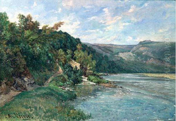 Bord De Riviere En Ete Oil Painting by Alexandre Rene Veron