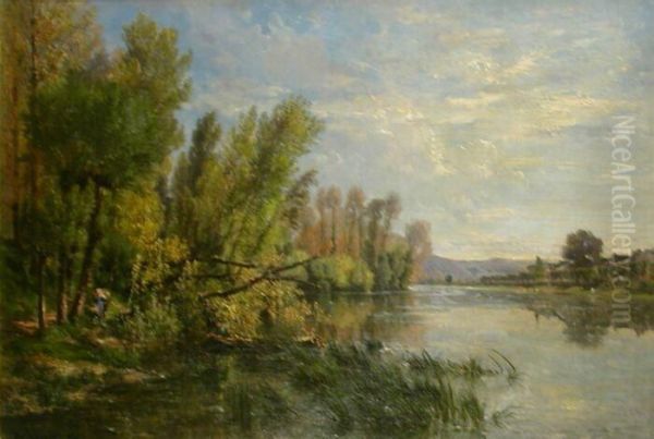 On The Banks Of A River Oil Painting by Alexandre Rene Veron