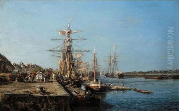 Baie De La Somme, A Saint-valery Oil Painting by Alexandre Rene Veron