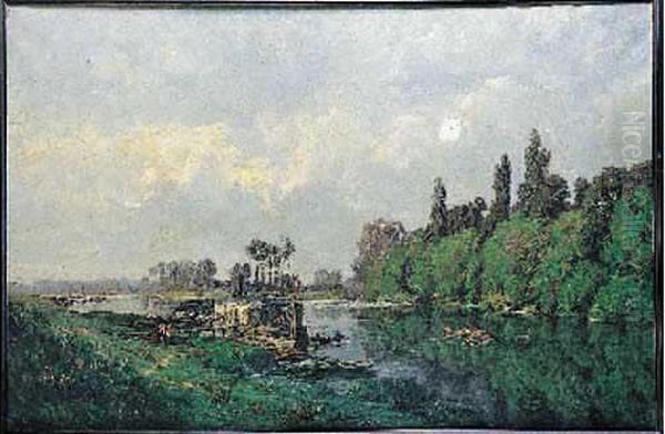 Dimanche Au Bord De L'eau Oil Painting by Alexandre Rene Veron