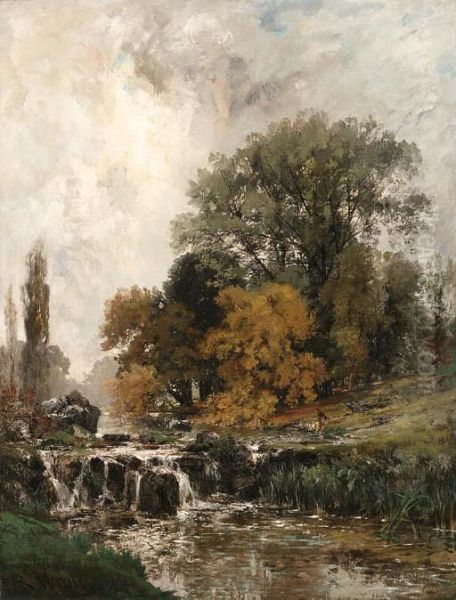 Paysage Avec Chute D'eau Oil Painting by Alexandre Rene Veron