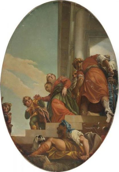 King Ahasuerus Repudiating Queen Vashti And The Triumph Of Mordecai Oil Painting by Paolo Veronese (Caliari)