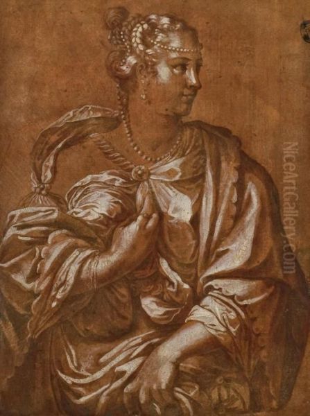 Femme Drapee Ornee De Bijoux Oil Painting by Paolo Veronese (Caliari)