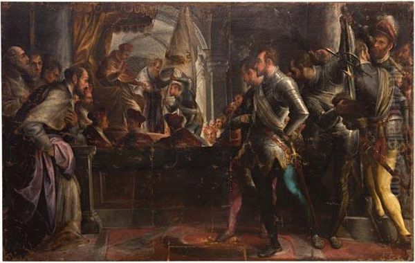 Il Pontefice Consegna Il Vessillo Per La Battaglia Contro Gli Infedeli Oil Painting by Paolo Veronese (Caliari)