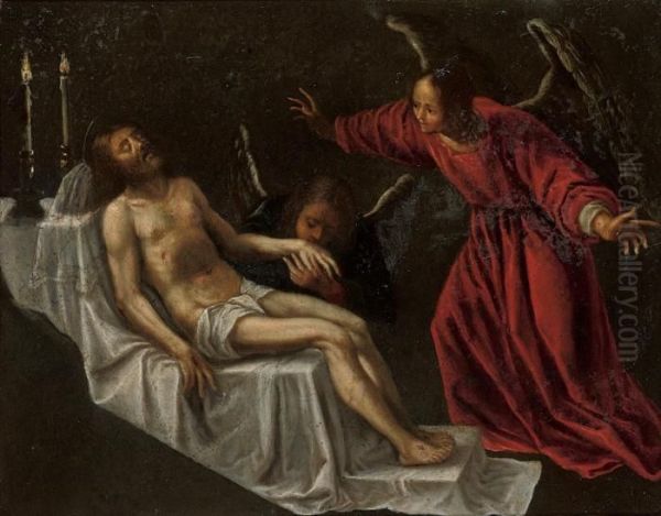 The Dead Christ Attended By Angels Oil Painting by Paolo Veronese (Caliari)