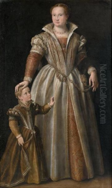 Ritratto Di Gentildonna Con La Figlia Oil Painting by Paolo Veronese (Caliari)