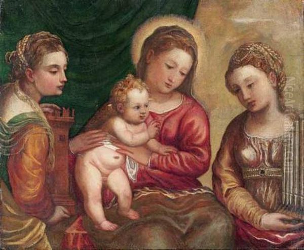 Madonna Con Il Bambino Tra Le Sante 
Barbara E Cecilia Oil Painting by Paolo Veronese (Caliari)