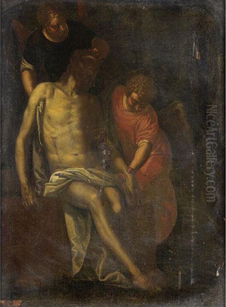 Cristo Tra Due Angeli Oil Painting by Paolo Veronese (Caliari)