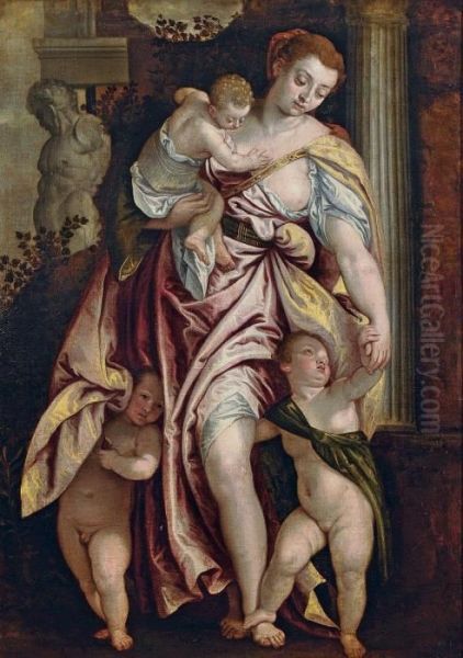 Caritas Mit Drei Kindern Oil Painting by Paolo Veronese (Caliari)