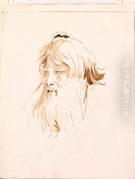 A fantastic Head of a bearded Man Oil Painting by Giovanni Battista Tiepolo