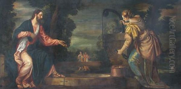 Jesus And The Samaritan At Jacob's Fountain Oil Painting by Paolo Veronese (Caliari)