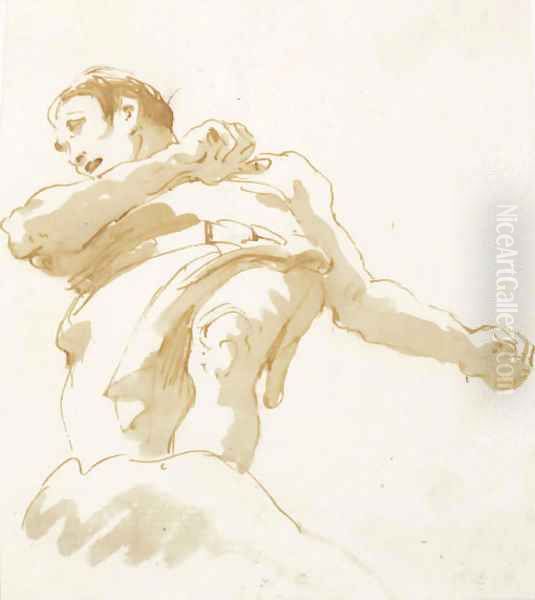 A standing man seen from below Oil Painting by Giovanni Battista Tiepolo