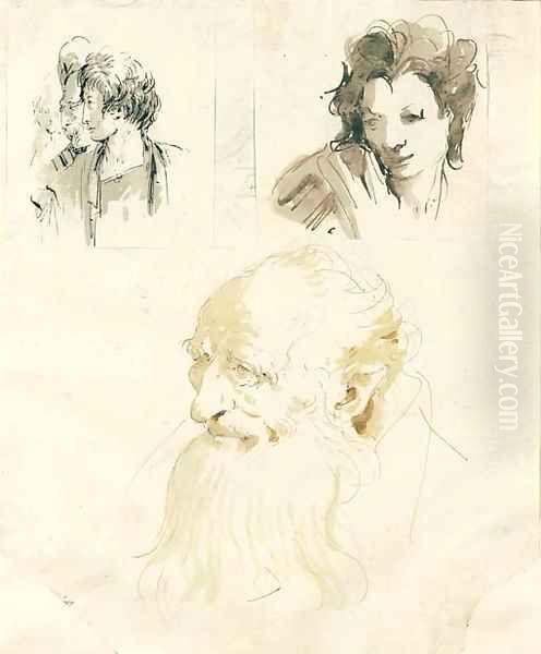 A study of the head of an old man Oil Painting by Giovanni Battista Tiepolo