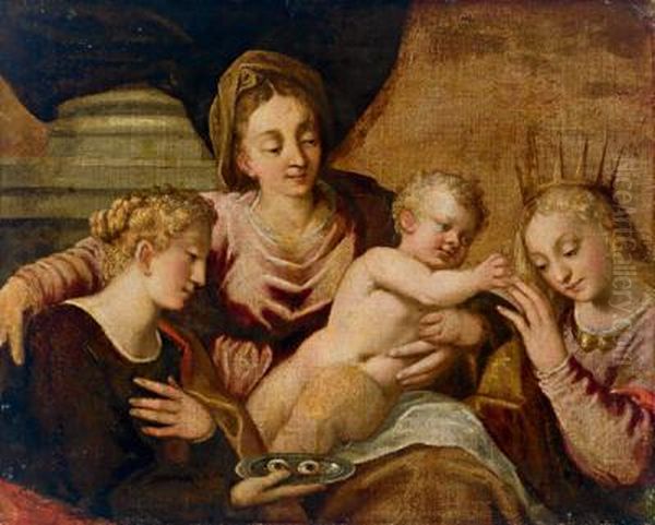 Lo Sposalizio Mistico Di Santa Caterina Con Il Gesu Bambino Oil Painting by Paolo Veronese (Caliari)