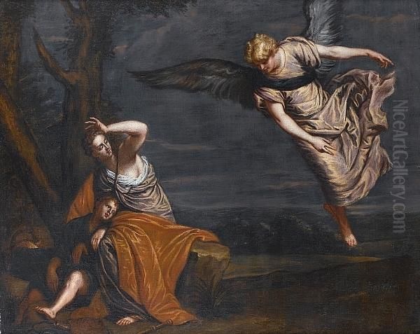 The Angel Appearing To Hagar And Ishmael Oil Painting by Paolo Veronese (Caliari)