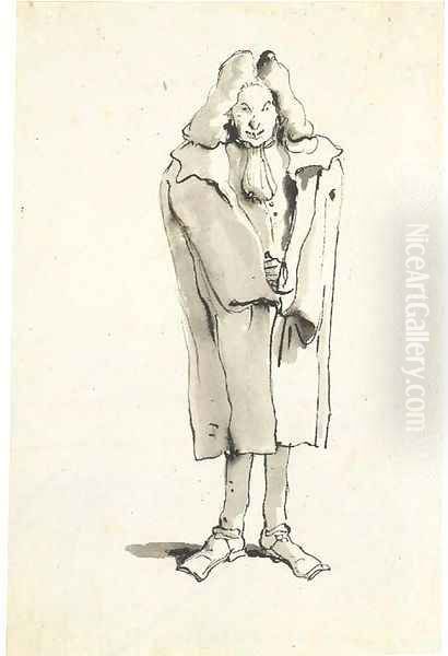 Caricature of a man wearing an overcoat Oil Painting by Giovanni Battista Tiepolo