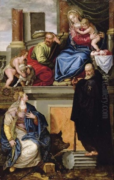 The Holy Family With The Infant Saint John The Baptist Oil Painting by Paolo Veronese (Caliari)